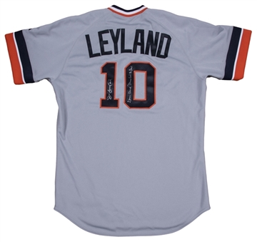 2012 Jim Leyland Game Used, Signed & Inscribed Detroit Tigers "1979 Turn Back The Clock" Road Jersey (Beckett)